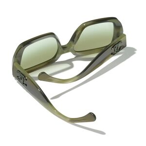CHANEL Oversized Square Green Sunglasses